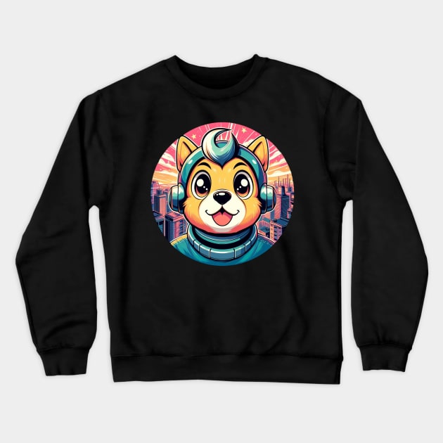 Anime Futurist Dog Crewneck Sweatshirt by The Artful Barker